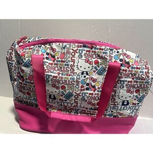 New Sanrio Hello Kitty White Pink Duffle Bag Carry On Overnight Travel‎ Tote